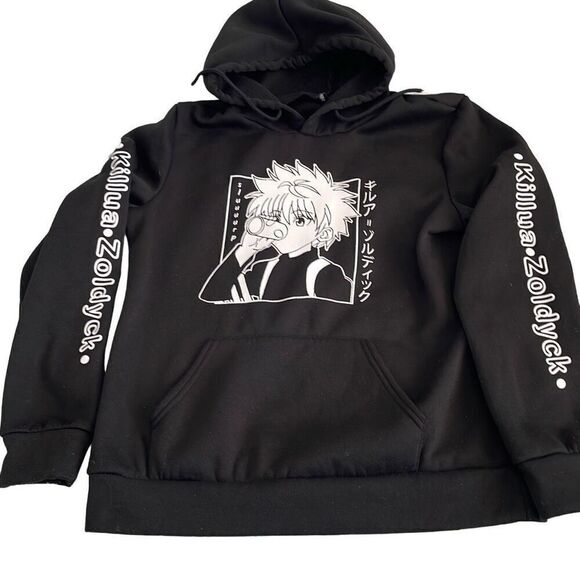 EUC Anime Hunter X Hoodie Killua Zoldyck Pullover Hooded Sweatshirt Black - Larg - Picture 3 of 7